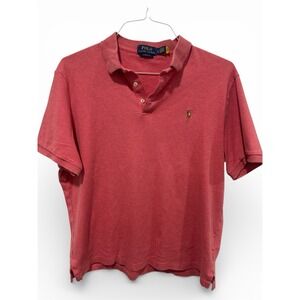 POLO RALPH LAUREN Classic Fit Polo Shirt Size L Mens Coral Pink Flesh Pony